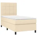 cadre de lit avec matelas Crème 80x200 cm Tissu
