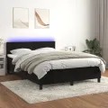 cadre de lit avec matelas et LED Noir 140x200 cm