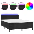 cadre de lit avec matelas et LED Noir 140x200 cm