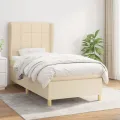 cadre de lit et matelas Crème 90x190 cm Tissu