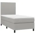 cadre de lit avec matelas et LED Gris clair 90x200cm