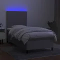 cadre de lit avec matelas et LED Gris clair 90x200cm