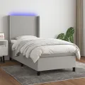 cadre de lit matelas LED Gris clair 90x190 cm Tissu