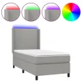cadre de lit matelas LED Gris clair 90x190 cm Tissu