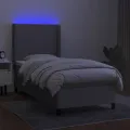 cadre de lit matelas LED Gris clair 90x190 cm Tissu