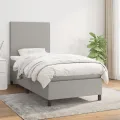 cadre de lit et matelas Gris clair 90x190 cm Tissu