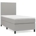 cadre de lit et matelas Gris clair 90x190 cm Tissu