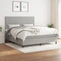 cadre de lit avec matelas Gris clair 180x200cm Tissu