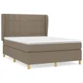 cadre de lit avec matelas Taupe 140x200 cm Tissu