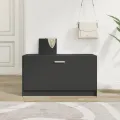 Banc à chaussures Noir 80x24x45 cm Bois d'ingénierie