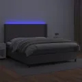 cadre de lit matelas LED Gris 180x200 cm Similicuir