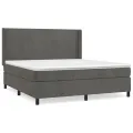 cadre de lit et matelas Gris foncé 180x200cm Velours