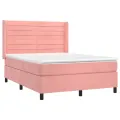 cadre de lit avec matelas Rose 140x190 cm Velours