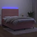 cadre de lit avec matelas LED Rose 140x190cm Velours