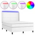 cadre de lit matelas LED Blanc 140x190 cm Similicuir