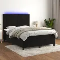 cadre de lit et matelas LED Noir 140x190 cm Velours