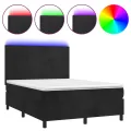 cadre de lit et matelas LED Noir 140x190 cm Velours