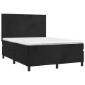 cadre de lit et matelas LED Noir 140x190 cm Velours