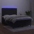 cadre de lit et matelas LED Noir 140x190 cm Velours