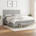 cadre de lit avec matelas Gris clair 160x200cm Tissu