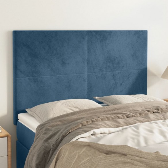 Têtes de lit 4 pcs Bleu foncé 72x5x78/88 cm Velours