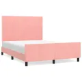 Cadre de lit avec tête de lit Rose 140x190 cm Velours