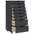 Armoire roulante avec tiroirs MOSS gris bois de pin solide