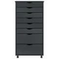 Armoire roulante avec tiroirs MOSS gris bois de pin solide