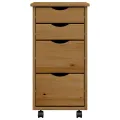 Armoire roulante avec tiroirs MOSS bois de pin marron miel