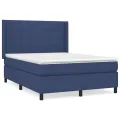 cadre de lit avec matelas Bleu 140x200 cm Tissu