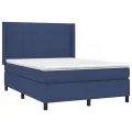 cadre de lit avec matelas Bleu 140x200 cm Tissu