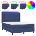 cadre de lit matelas et LED Bleu 140x200 cm Tissu