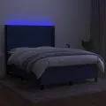 cadre de lit matelas et LED Bleu 140x200 cm Tissu