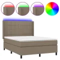 cadre de lit matelas et LED Taupe 140x200 cm Tissu
