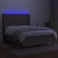 cadre de lit matelas et LED Taupe 140x200 cm Tissu
