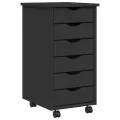 Armoire roulante avec tiroirs MOSS gris bois de pin solide