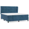 cadre de lit et matelas Bleu foncé 180x200cm Velours
