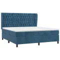 cadre de lit et matelas Bleu foncé 180x200cm Velours