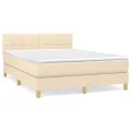 cadre de lit avec matelas Crème 140x190 cm Tissu
