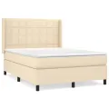 cadre de lit avec matelas Crème 140x190 cm Tissu