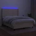 cadre de lit matelas et LED Crème 140x190 cm Tissu