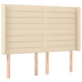 cadre de lit matelas et LED Crème 140x190 cm Tissu