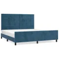 Cadre de lit avec tête de lit Bleu foncé 160x200 cm Velours