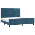 Cadre de lit avec tête de lit Bleu foncé 160x200 cm Velours