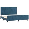 Cadre de lit avec tête de lit Bleu foncé 160x200 cm Velours