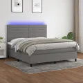 cadre de lit et matelas et LED Gris foncé 180x200 cm