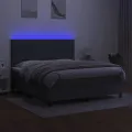 cadre de lit et matelas et LED Gris foncé 180x200 cm