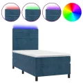 cadre de lit matelas LED Bleu foncé 90x200cm Velours