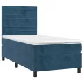 cadre de lit matelas LED Bleu foncé 90x200cm Velours