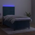 cadre de lit matelas LED Bleu foncé 90x200cm Velours